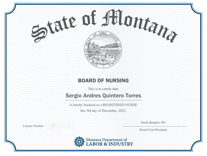 Montana Board of Nursing License